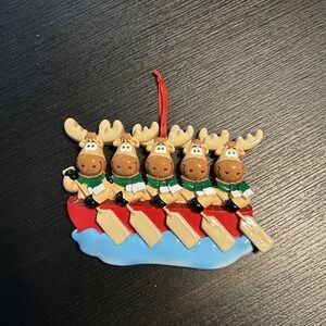 Christmas Holiday Ornament Five Moose Canoe Lake Can Be Personalized New